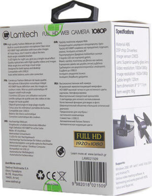 Lamtech Full HD USB Web Camera With Led back side of package